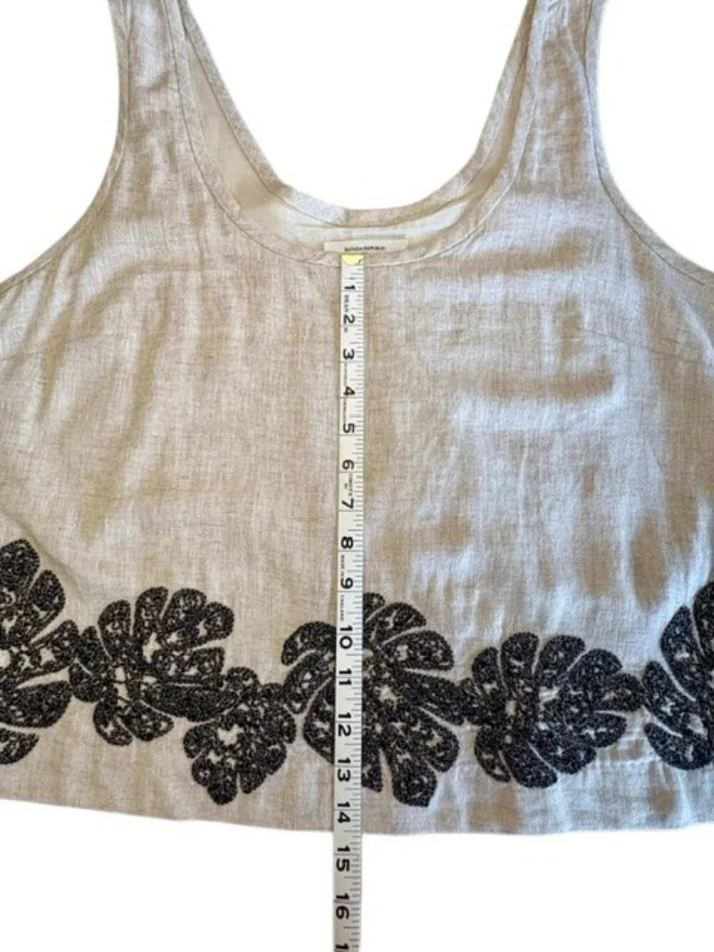NWT Banana Republic Linen-Blend Embroidered Scoop-Neck Sleeveless Top Large Flax